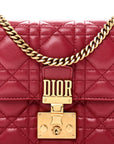 Lambskin Cannage D1ORaddict Wallet On Chain Clutch Fuchsia