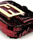 Sequin Paillettes Shiny Nappa Sex and the City Nano Maxi Buckle Baguette Charm Granata
