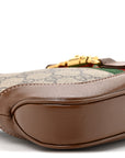GG Supreme Monogram Azalea Calfskin Web Mini Jackie 1961 Hobo Beige Ebony Brown Sugar