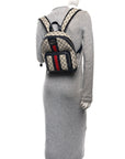 GG Supreme Monogram Textured Dollar Calfskin Web Small Ophidia Day Backpack Beige Blue Black
