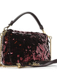 Sequin Paillettes Vitello Grace Sex and the City Mini Baguette Granata
