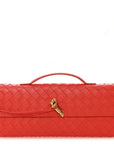 Nappa Intrecciato Long Andiamo Top Handle Clutch Orange