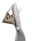 GG Icon Monogram Padlock Shoulder Bag Beige Dark Brown