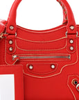 Supple Grained Calfskin Classic Silver Hardware Highlight Mini City Rouge Fraise