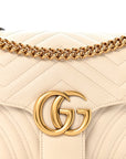 Calfskin Matelasse Small GG Marmont Shoulder Bag White
