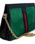 Suede Patent Web Medium Ophidia Chain Shoulder Bag New Shamarock Black