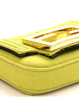 Canvas Vitello King FF Embroidered Nano Maxi Buckle Baguette Charm Wasabi
