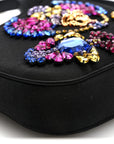 Satin Crystal Embellished La Medusa Mini Hobo Bag Black Multicolor