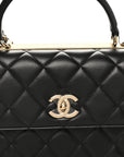 Lambskin Quilted Small Trendy CC Dual Handle Flap Bag Black