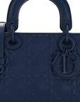 Calfskin Cannage Diamond Medium Lady D-Joy Navy Blue