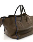 Baby Grained Medium Phantom Luggage Taupe Blue Trim