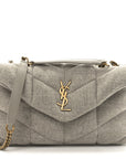 Jersey Quilted Toy Loulou Puffer Monogram Chain Satchel Chalk Beige