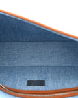 Denim Vitello King FF Embroidered Baguette Denim Chiaro Brandy