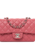 Lambskin Quilted Mini Rectangular Flap Pink