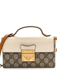 GG Supreme Monogram New Sakai Calfskin Mini Padlock Top Handle Shoulder Bag Beige Ebony Mystic White Sun Oil