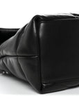 Lambskin Quilted Medium Loulou Puffer Monogram Chain Satchel Black