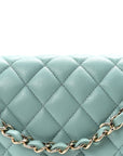 Caviar Quilted Medium Double Flap Light Blue