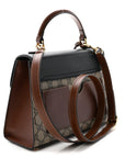 GG Supreme Monogram Calfskin Small Padlock Top Handle Bag Beige Black Cuir