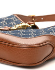 New Denim GG Monogram Calfskin Small Jackie 1961 Hobo Blue Tea Cuir