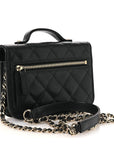 Caviar Quilted Business Affinity Clutch With Chain Black