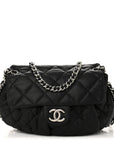 Washed Lambskin Quilted Medium Chain Around Messenger Black