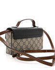 GG Supreme Monogram Calfskin Mini Padlock Top Handle Shoulder Bag Beige Black Cuir