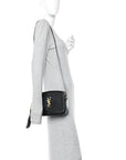 Patent Calfskin Crocodile Embossed Monogram Lou Camera Bag Black