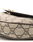 GG Supreme Monogram Textured Dollar Calfskin Web Mini Ophidia Envelope Shoulder Bag Beige Ebony