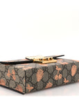 GG Supreme Monogram Berry Textured Dollar Calfskin Mini Padlock Top Handle Shoulder Bag Beige Ebony Light Copper Mystic White