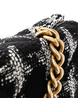 Tweed Quilted Maxi CHNL 19 Flap Black White