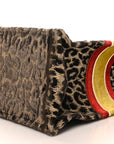 Canvas Velvet Embroidered Large Leopard Book Tote Tote Beige