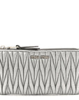 Metallic Nappa Matelasse Quilted Zip Wallet Silver