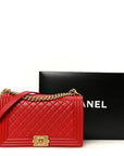 Lambskin Quilted New Medium Boy Flap Red