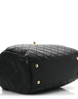 Lambskin Quilted Drawstring Bag Black
