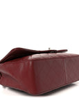 Caviar Quilted Jumbo Double Flap Dark Red