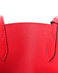 Grainy Calfskin Haymarket Check Medium Reversible Tote Red