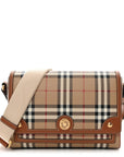 Coated Canvas Calfskin Vintage Check Medium Note Crossbody Bag Briar Brown