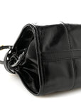 Glossy Calfskin Triangle Medium Bonnie Shoulder Bag Black