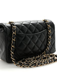 Lambskin Quilted Mini Rectangular Flap Black