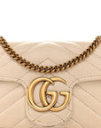 Calfskin Matelasse Super Mini GG Marmont Shoulder Bag White