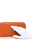 Nappa Intrecciato Zip Around Wallet Orange