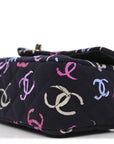 Printed Fabric Quilted Mini Rectangular Flap Black Pink Blue Yellow Orange