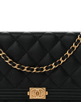 Lambskin Quilted Boy Wallet On Chain WOC Black