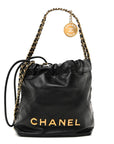Shiny Calfskin Quilted Mini CHNL 22 Black