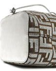 Vitello Catalan Mirror Canvas Fabric Jacquard FF 1974 Mini Mon Tresor Bucket Bag Ebano Argento