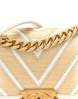 Lizard Chevron Small Boy Flap White Gold