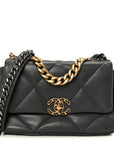 Lambskin Quilted Medium CHNL 19 Flap Dark Grey