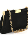 Satin Small Marlene Chain Clutch Black