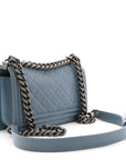 Lambskin Quilted Small Boy Flap Light Blue