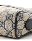 GG Supreme Monogram Textured Dollar Calfskin Web Mini Ophidia Shoulder Bag Beige Blue